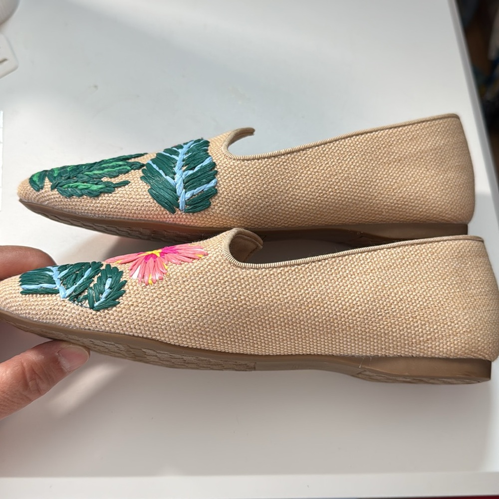 Birdies Heron Embroidered Tropical Flats New - Picture 5 of 5